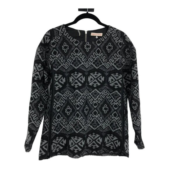 Rebecca Taylor - Grey & Black Print Wool Shell Top  size 2 - Picture 3 of 16